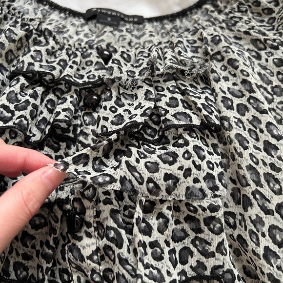 Y2K Leopard Print Sheer Ruffle Top - Picture 6 of 8